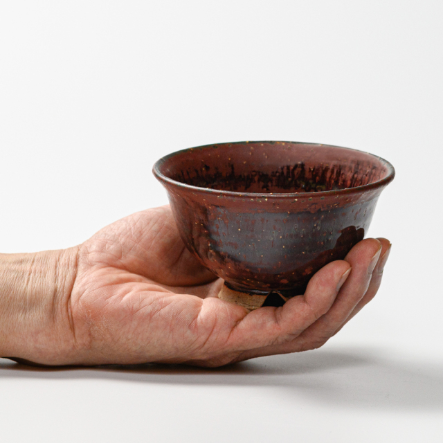 萩焼(伝統的工芸品)飯碗小鉄赤釉荒朝顔No310