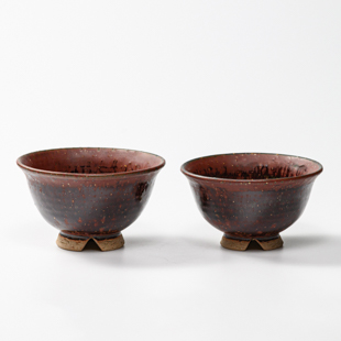 萩焼(伝統的工芸品)飯碗小鉄赤釉荒朝顔