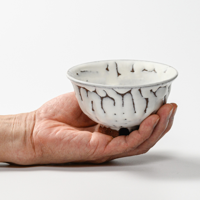 上野焼・茶碗·鬼萩】日本工芸会正会員、「高鶴淳一」氏作品。