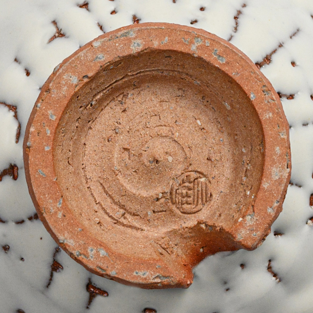 萩焼(伝統的工芸品)飯碗小鬼白松末広No314