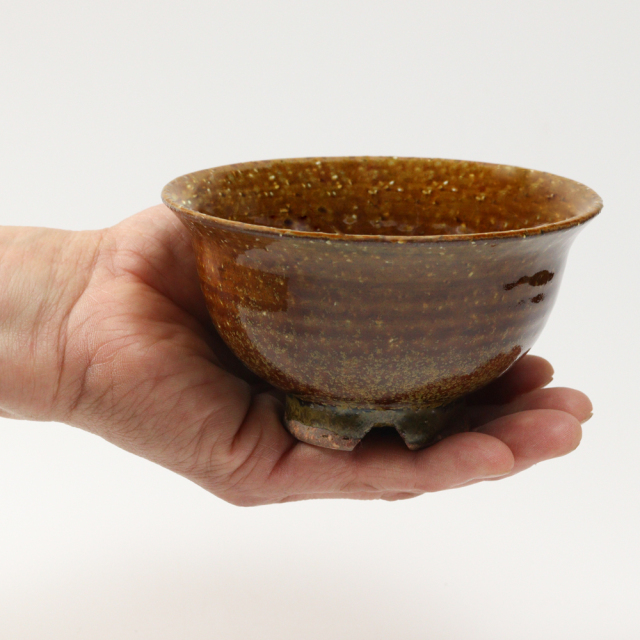 萩焼(伝統的工芸品)飯碗大鉄釉掛分け朝顔No346