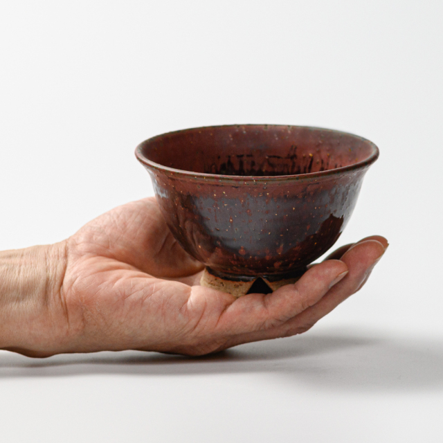 萩焼(伝統的工芸品)飯碗大鉄赤釉荒朝顔No350