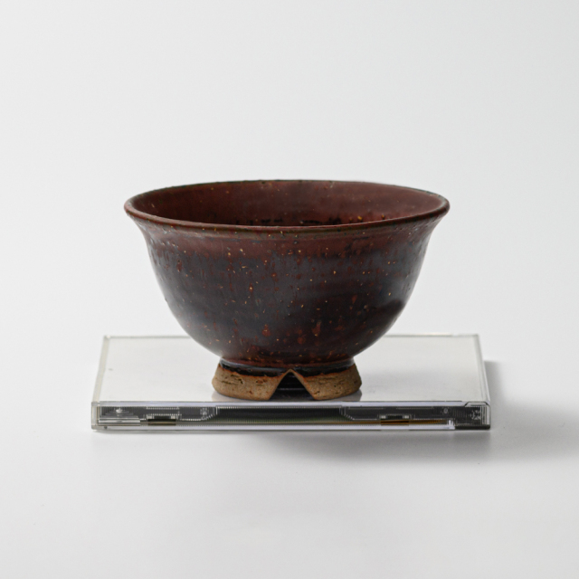 萩焼(伝統的工芸品)飯碗大鉄赤釉荒朝顔No350