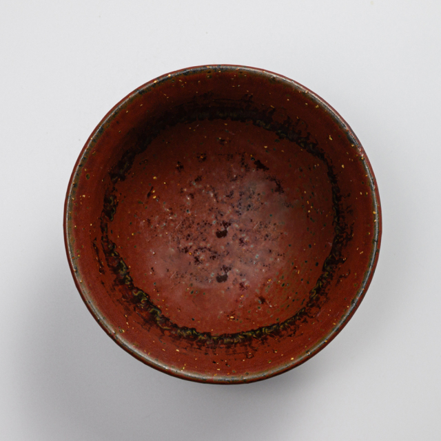 萩焼(伝統的工芸品)飯碗大鉄赤釉荒朝顔No350