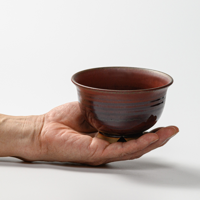 萩焼(伝統的工芸品)汁碗鉄赤釉朝顔No405