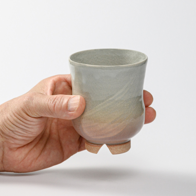 萩焼(伝統的工芸品)湯呑大刷毛姫胴締