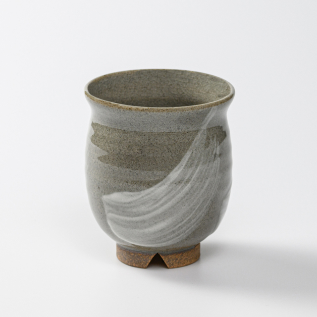 萩焼(伝統的工芸品)湯呑大刷毛青丸No44