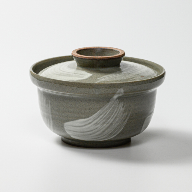 萩焼(伝統的工芸品)蓋付どんぶり刷毛青丸
