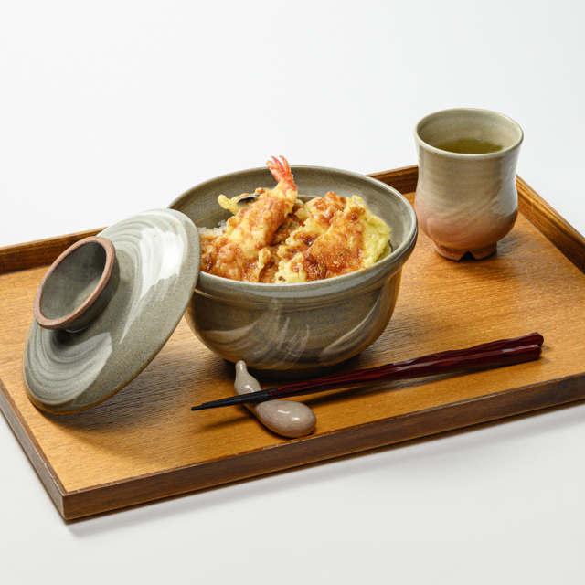 萩焼(伝統的工芸品)蓋付どんぶり刷毛青丸