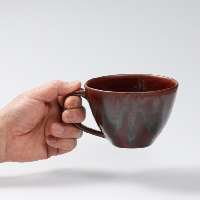 萩焼(伝統的工芸品)とってどん大鉄赤釉呉器No484