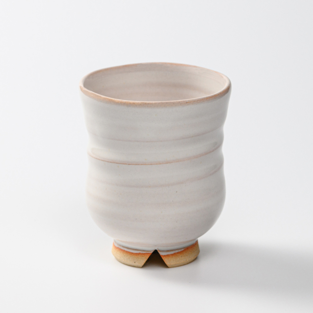 萩焼(伝統的工芸品)湯呑大白姫胴締