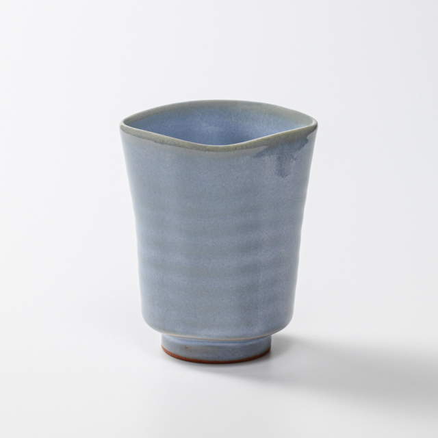 萩焼(伝統的工芸品)タンブラー小淡青釉四方No5008