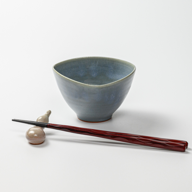 萩焼(伝統的工芸品)小鉢大淡青釉三方