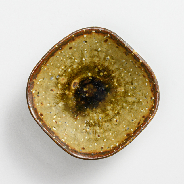 萩焼(伝統的工芸品)盃緑星釉四方No5046