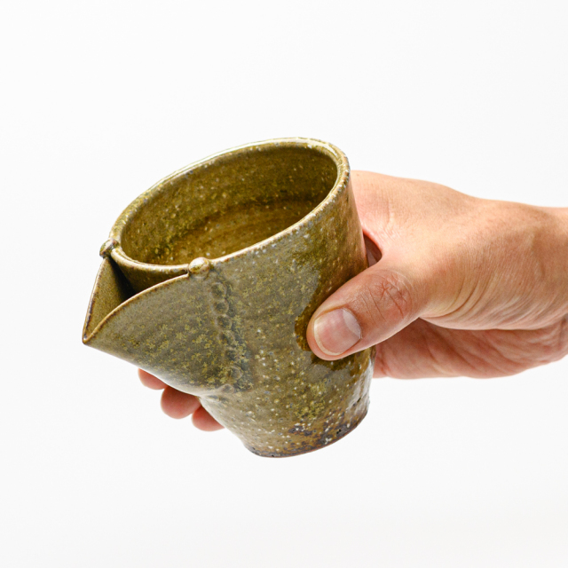 萩焼(伝統的工芸品)酒注ぎ緑星釉呉器片口えくぼ