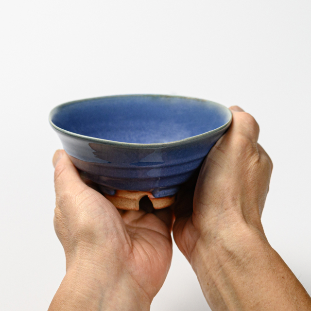 萩焼(伝統的工芸品)抹茶碗上青釉平No5086