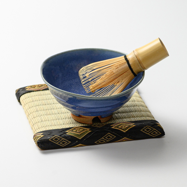 萩焼(伝統的工芸品)抹茶碗上青釉平No5086