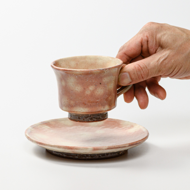 萩焼(伝統的工芸品)カップ＆ソーサ御本手端反