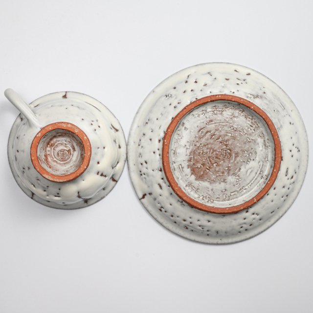 萩焼(伝統的工芸品)カップ＆ソーサ鬼白松朝顔平No522