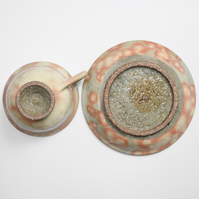 萩焼(伝統的工芸品)カップ＆ソーサ御本手平高付No535