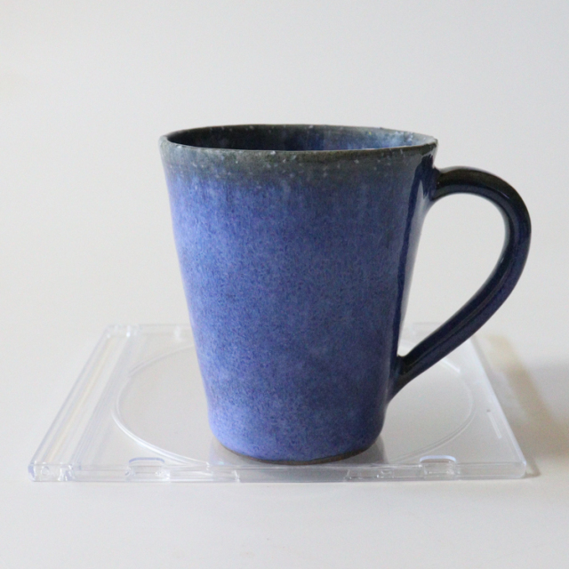 萩焼(伝統的工芸品)マグカップ小透青釉末広碁笥底No567