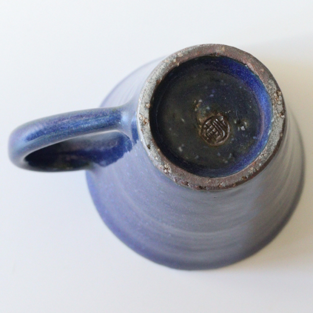 萩焼(伝統的工芸品)マグカップ小透青釉末広碁笥底No567