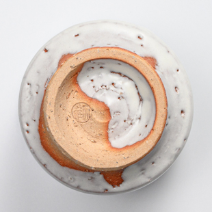 萩焼(伝統的工芸品)湯呑大鬼白松竹筒線彫