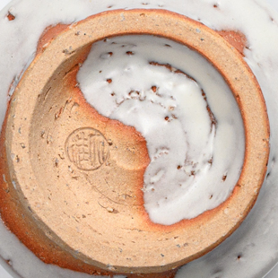 萩焼(伝統的工芸品)湯呑大鬼白松竹筒線彫