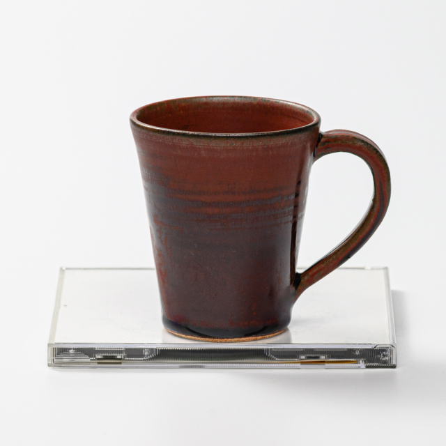 萩焼(伝統的工芸品)マグカップ小鉄赤釉末広碁笥底No573