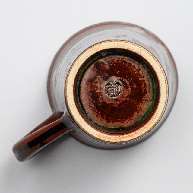 萩焼(伝統的工芸品)マグカップ小鉄赤釉末広碁笥底No573