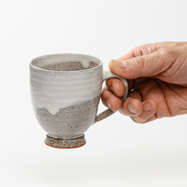 萩焼(伝統的工芸品)マグカップ小白萩掛分け呉器No579