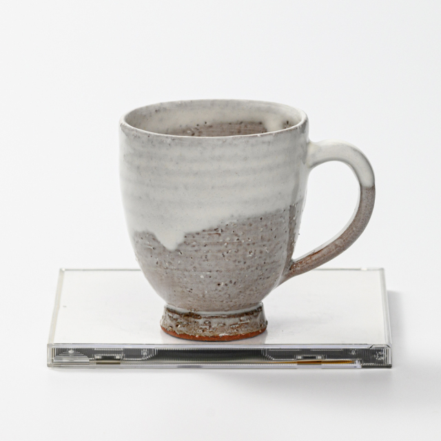 萩焼(伝統的工芸品)マグカップ小白萩掛分け呉器No579