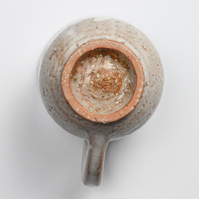 萩焼(伝統的工芸品)マグカップ小白萩掛分け胴締No580