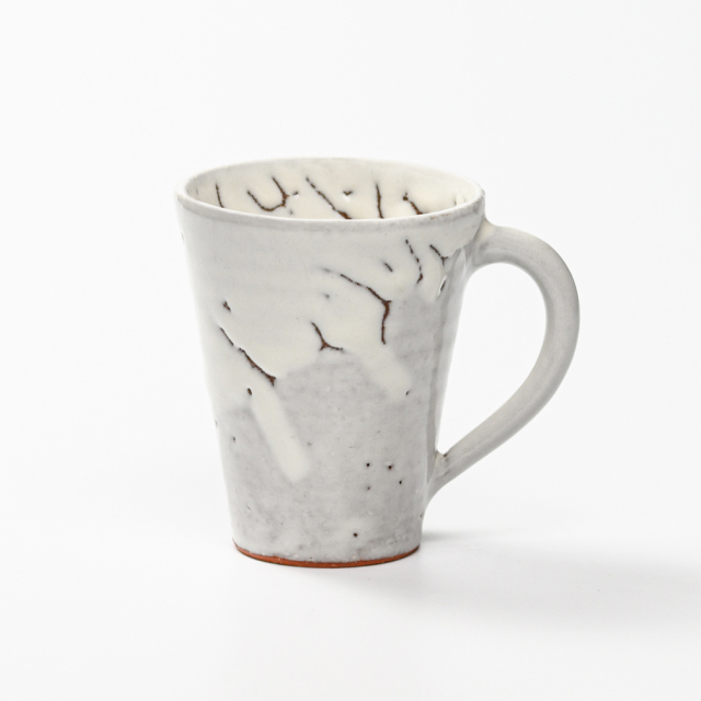 萩焼(伝統的工芸品)マグカップ小鬼白竹末広碁笥底No581