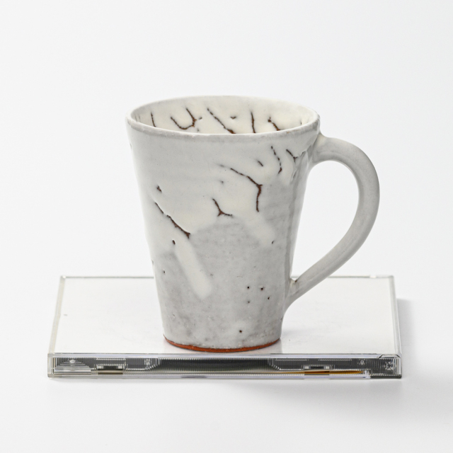 萩焼(伝統的工芸品)マグカップ小鬼白竹末広碁笥底No581