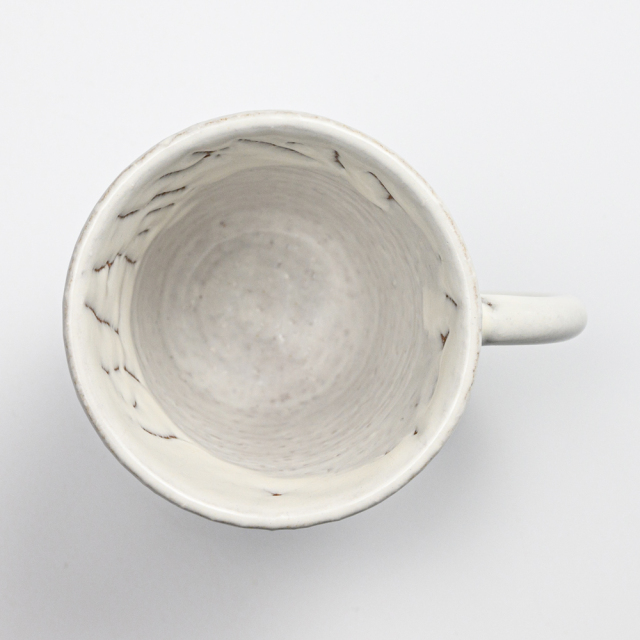 萩焼(伝統的工芸品)マグカップ小鬼白竹末広碁笥底No581