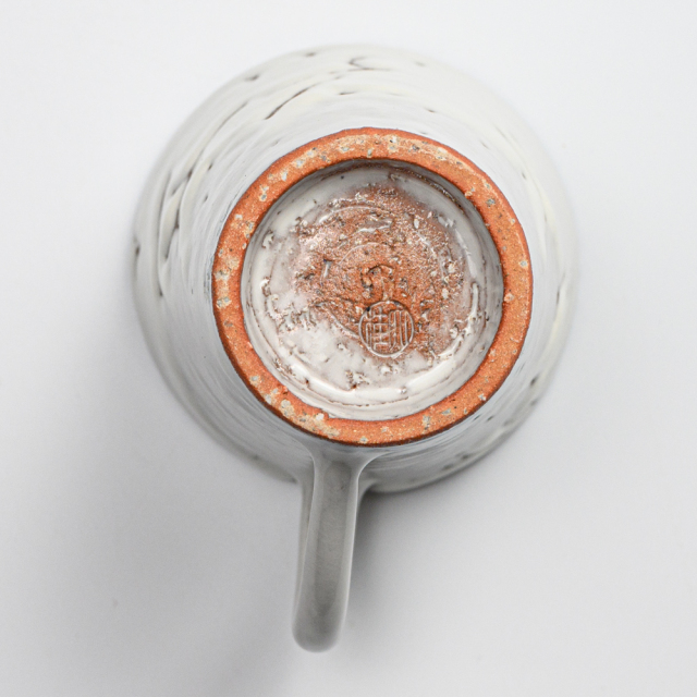 萩焼(伝統的工芸品)マグカップ小鬼白竹末広碁笥底No581