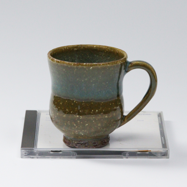 萩焼(伝統的工芸品)マグカップ小鉄青釉胴締No582