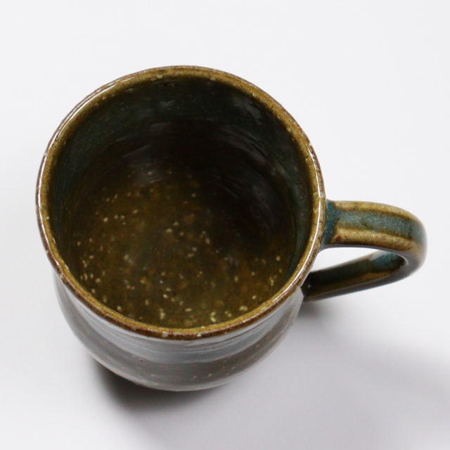 萩焼(伝統的工芸品)マグカップ小鉄青釉胴締No582
