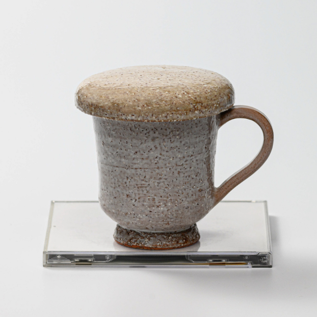 萩焼(伝統的工芸品)マグカップ大鬼萩筒蓋付No600