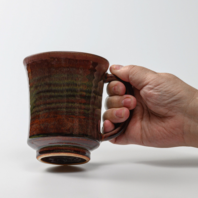 萩焼(伝統的工芸品)ビールジョッキ鉄赤釉端反