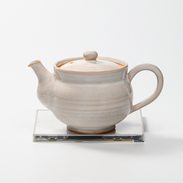 萩焼(伝統的工芸品)ポット白姫丸No622