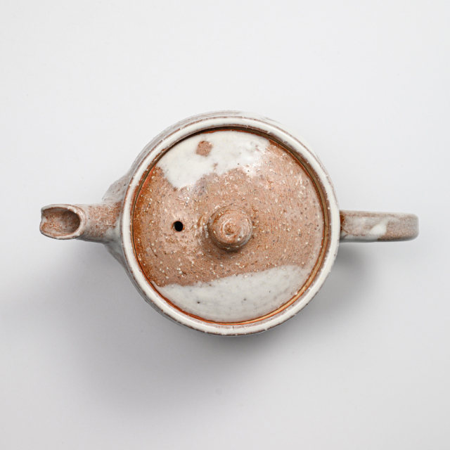 萩焼(伝統的工芸品)ポット白萩掛分け丸No625