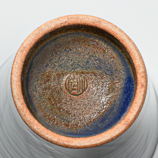 萩焼(伝統的工芸品)タンブラー小淡藍釉筒碁笥底No716