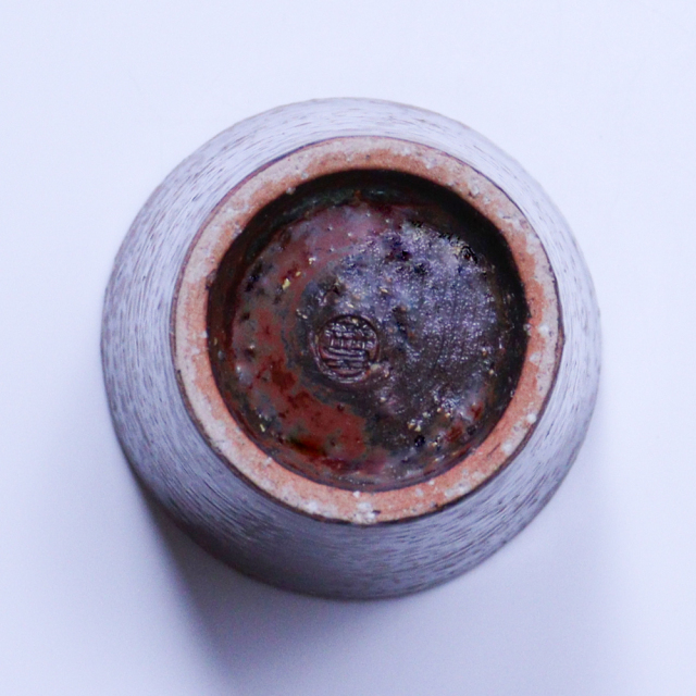 萩焼(伝統的工芸品)タンブラー鉄赤釉荒筒碁笥底No717