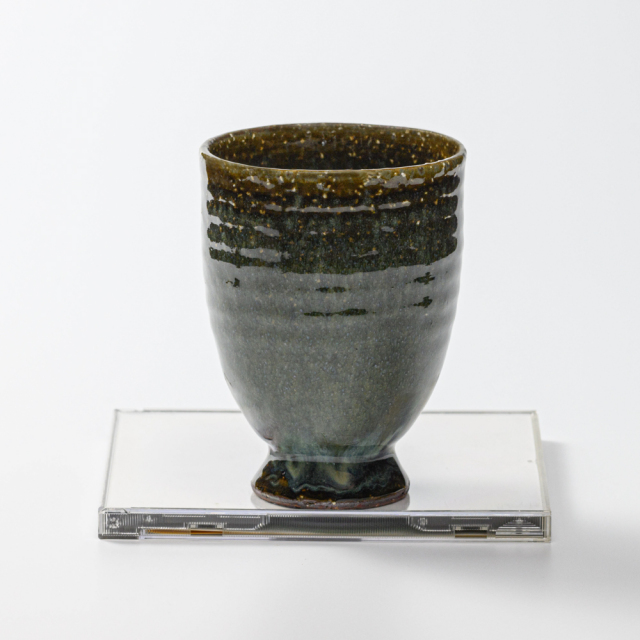 萩焼(伝統的工芸品)タンブラー大鉄青釉呉器撥高台No723