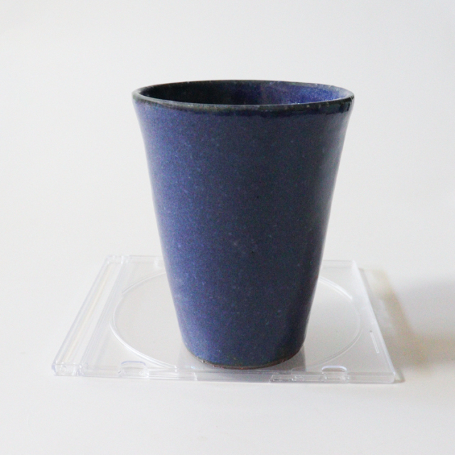 萩焼(伝統的工芸品)タンブラー大藍釉筒碁笥底No724