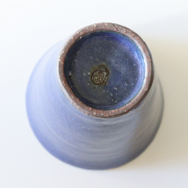 萩焼(伝統的工芸品)タンブラー大藍釉筒碁笥底