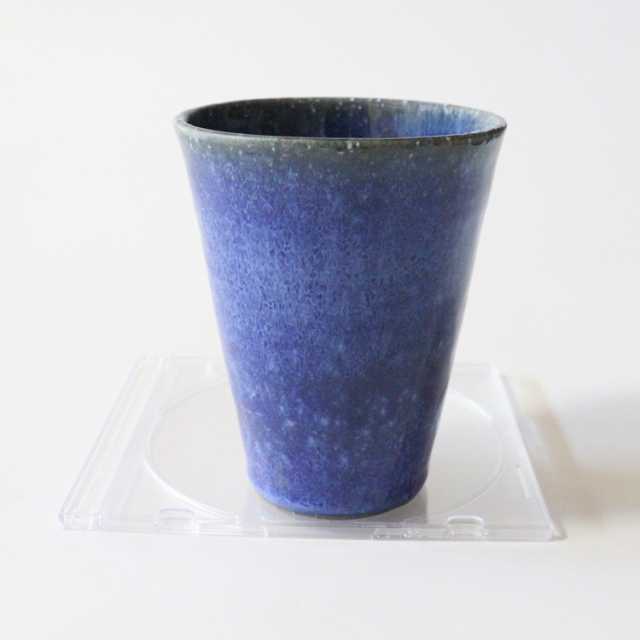 萩焼(伝統的工芸品)タンブラー大透青釉筒碁笥底No725