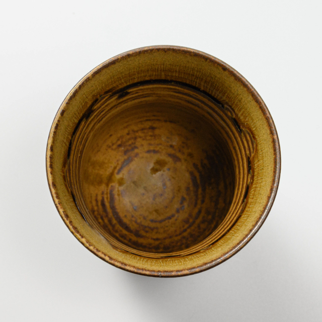 萩焼(伝統的工芸品)タンブラー大緑釉細胴締碁笥底No726